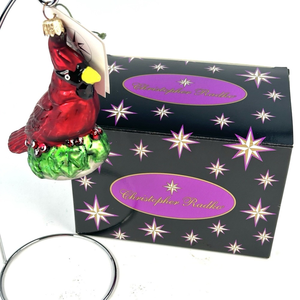 Christopher Radko Christmas Cardinal 1999 Glass Ornament 99-203-0 Tag Box